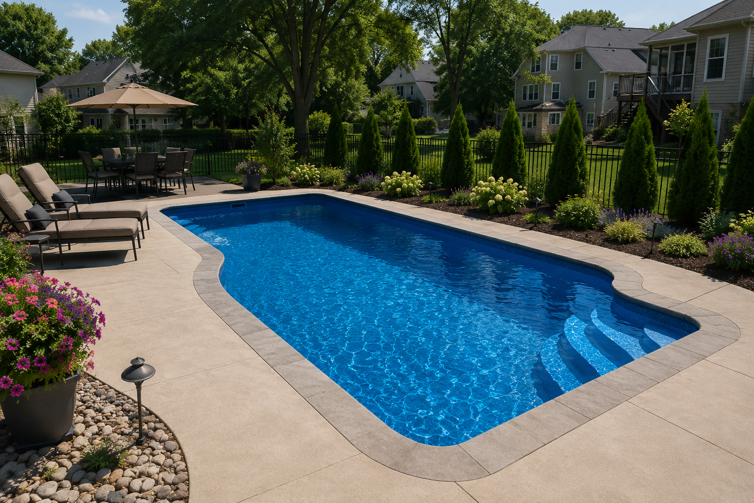 Beautiful backyard pool by High Tide