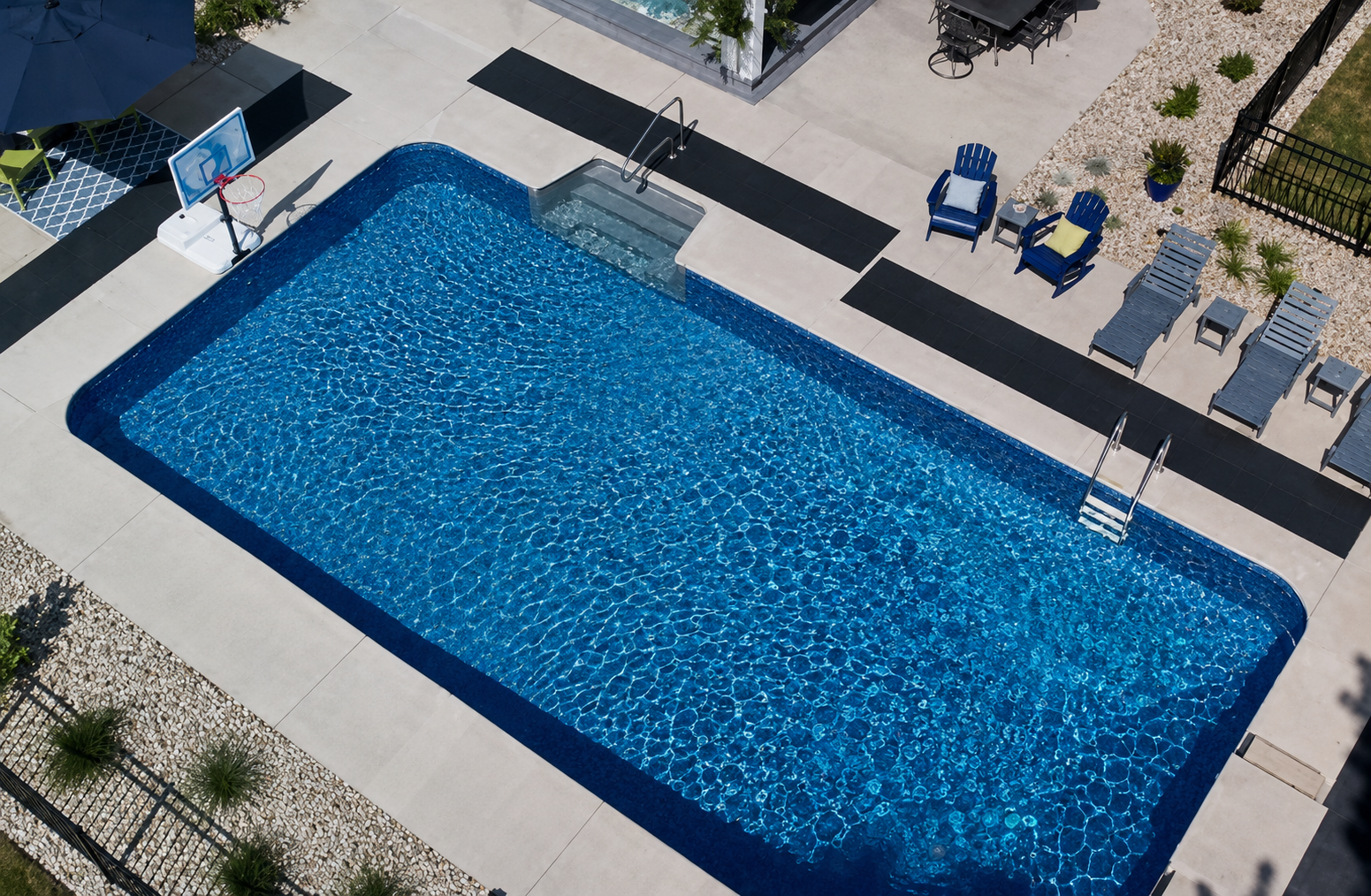 Aerial view of a custom High Tide pool installation in Greater Cincinnati